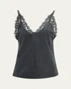 Brunello Cucinelli Lace Trim Wool Flannel Tank In C032 Dark Grey