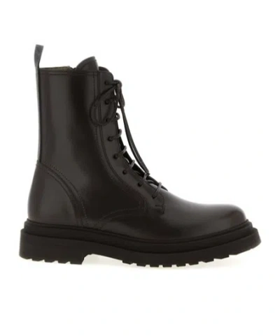 BRUNELLO CUCINELLI LACE-UP PLATFORM COMBAT BOOTS