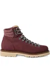 Brunello Cucinelli Lace-up Herringbone-detail Boots In Red
