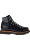 Brunello Cucinelli Lace-up Herringbone-detail Hiking Boots In Blue