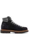 Brunello Cucinelli Lace-up Leather Hiking Boots In Blue