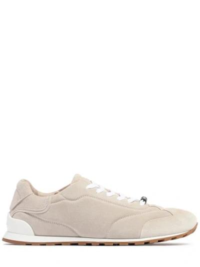 Brunello Cucinelli 10mm Suede Low Top Sneakers In Stone