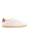 Brunello Cucinelli Branded Heel-counter Cotton Sneakers In White