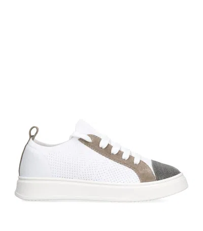 Brunello Cucinelli Kids' Lace-up Monili-detail Sneakers In White