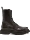 Brunello Cucinelli Bead-embellished Leather Ankle Boots In Brown