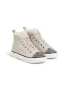 Brunello Cucinelli Lace Up Shearling Ankle Boots In Grey