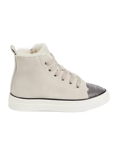 Brunello Cucinelli Kids' Lace Up Shearling Ankle Boots In Neutral