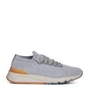 Brunello Cucinelli Low Slip-on Stretch Wool Knit Sneakers With Rubber Sole In Gray