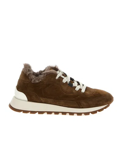 Brunello Cucinelli Lace-up Sneakers In Brown