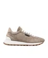 Brunello Cucinelli Beige Low Top Sneakers With Rubber Sole In Brown