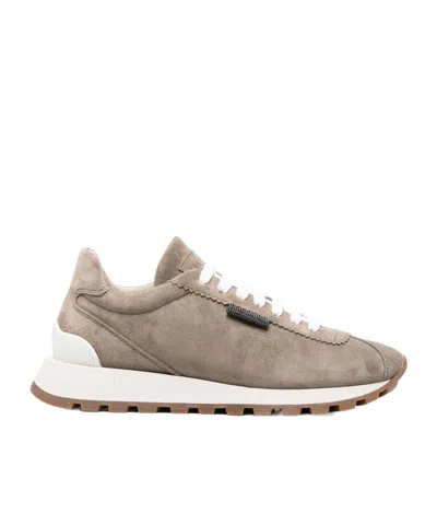 Brunello Cucinelli Lace Up Sneakers In Brown