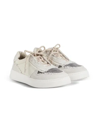 Brunello Cucinelli Kids' Lace-up Sneakers In Neutral
