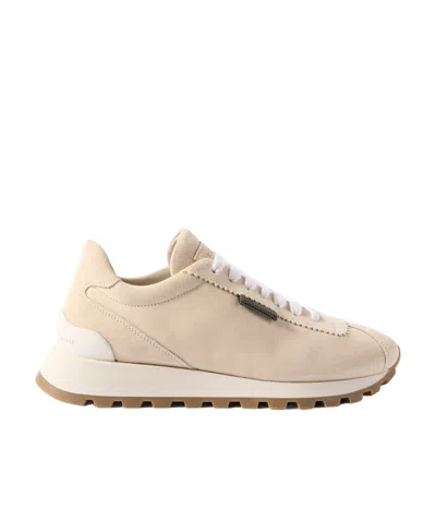 Brunello Cucinelli Lace Up Sneakers In Nude