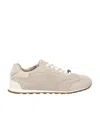Brunello Cucinelli Suede Slim Runner Sneakers In Nude