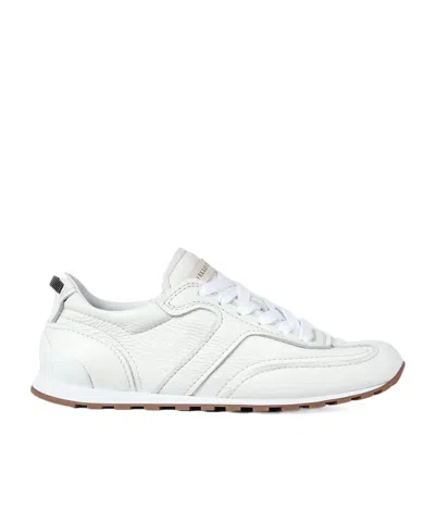 Brunello Cucinelli Grained Soft Leather Runners With Shiny Loops Shoes In White