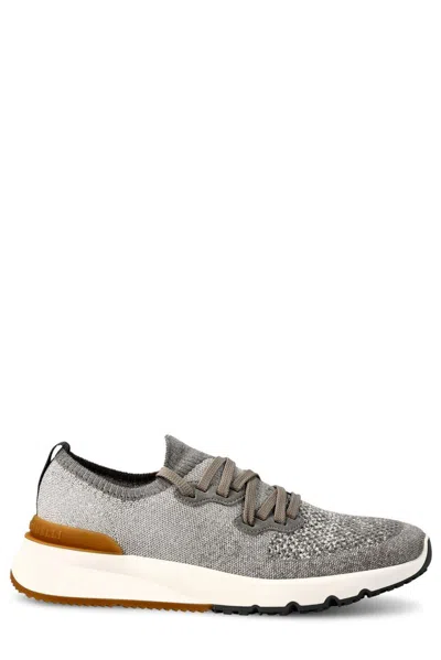 Brunello Cucinelli Lace Up Sock Sneakers In Grey