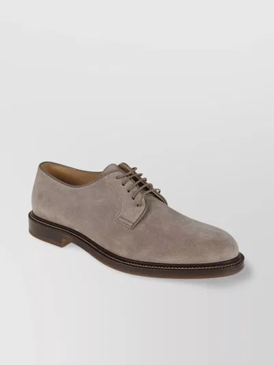 Brunello Cucinelli Lace-up Suede Shoes Stacked Heel