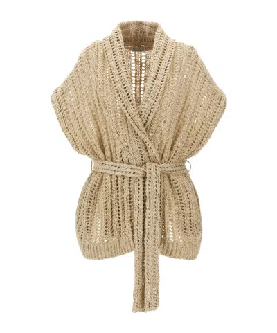 BRUNELLO CUCINELLI BRUNELLO CUCINELLI TIED-WAIST KNITTED CARDIGAN