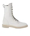Brunello Cucinelli Bead-embellished Canvas Combat Boots In White