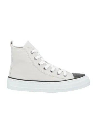 Brunello Cucinelli Lace-up High-top Casual Shoes In White