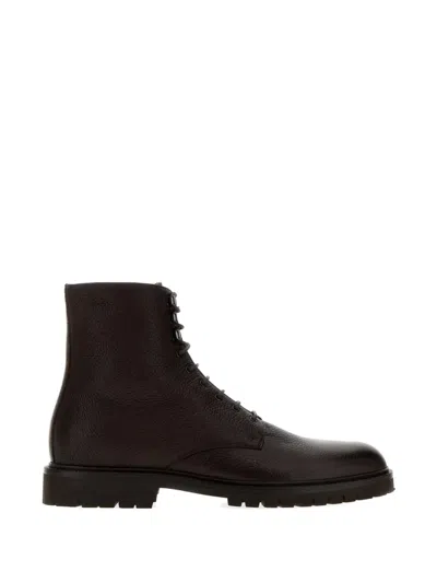 Brunello Cucinelli Hammered Leather Ankle Boots In Animal Print