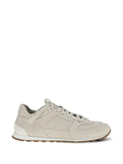 Brunello Cucinelli Lace-up Panelled Sneakers In Neutral