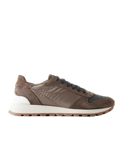Brunello Cucinelli Lace-up Sneakers In Brown