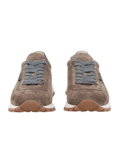Brunello Cucinelli Lace-up Sneakers In Brown