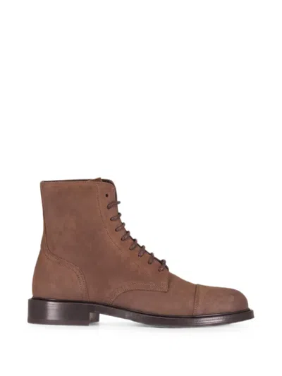 Brunello Cucinelli Lace-up Suede Boots In Multi