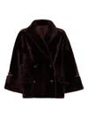 Brunello Cucinelli Burgundy Nappa Leather And Fur Reversible Caban In Red