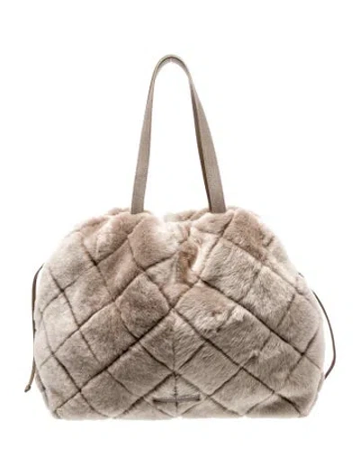 Pre-owned Brunello Cucinelli Lamb Fur Shoulder Bag W/ Tags In Neutral