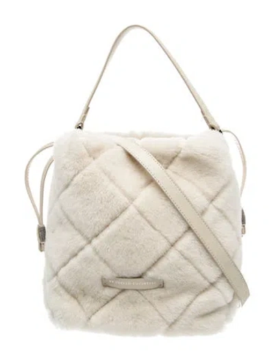 Pre-owned Brunello Cucinelli Lamb Fur Top Handle Bag In Neutral