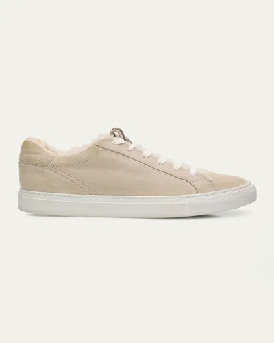 Brunello Cucinelli Lamb Shearling Fur-lined Low-top Sneakers In Beige