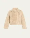 Brunello Cucinelli Lamb Shearling Moto Jacket In Brown