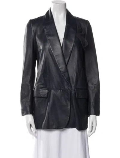 Pre-owned Brunello Cucinelli Lambskin Blazer In Blue