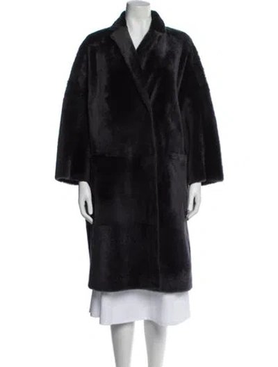 Pre-owned Brunello Cucinelli Lambskin Faux Fur Coat In Gray