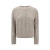 Brunello Cucinelli Beige Wool And Cashmere Sweater In Brown