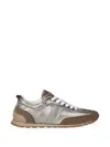 Brunello Cucinelli Monili Pull-tab Crinkle-effect Leather Low-top Sneakers In Multi