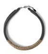 Brunello Cucinelli Lamé Calfskin Monili Braided Choker In Yellow