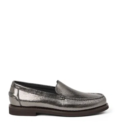 BRUNELLO CUCINELLI LAMÉ CALFSKIN PENNY LOAFERS