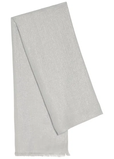 Brunello Cucinelli Cashmere Frayed Scarf In Gray