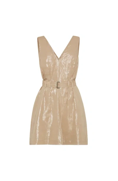 Brunello Cucinelli Lamé Cotton Gauze Mini Dress In Gold