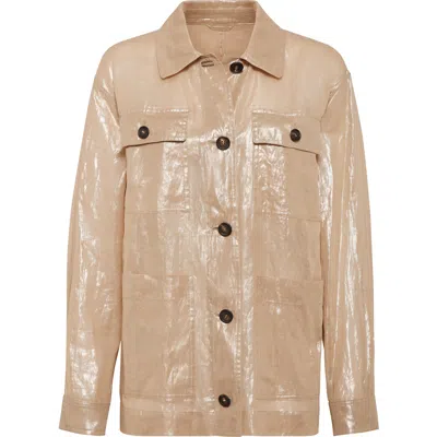 Brunello Cucinelli Lamé Cotton Gauze Outerwear Jacket