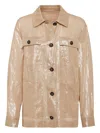 Brunello Cucinelli Metallic Cotton Gauze Shirt Jacket
