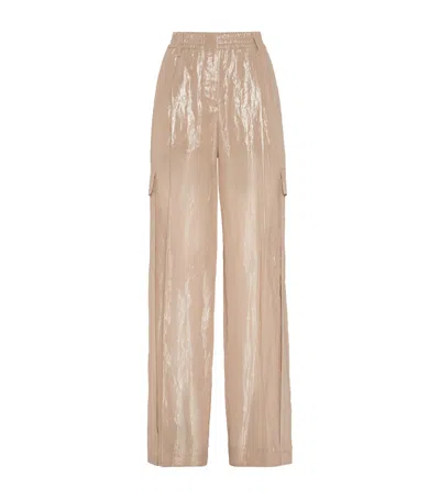BRUNELLO CUCINELLI LAMÉ COTTON WIDE-LEG TROUSERS