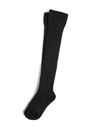 Brunello Cucinelli Kids' Cashmere-silk Sparkling Socks In Black