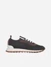 BRUNELLO CUCINELLI LAME' KNIT AND SUEDE SNEAKERS
