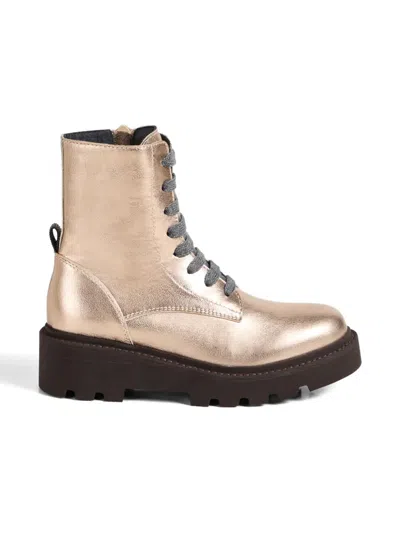 Brunello Cucinelli 金属丝面料系带靴 In Yellow