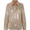 Brunello Cucinelli Oversize Leather Shirt In Gold
