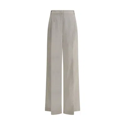 Brunello Cucinelli Lamé-embellished Linen Trousers In Gray